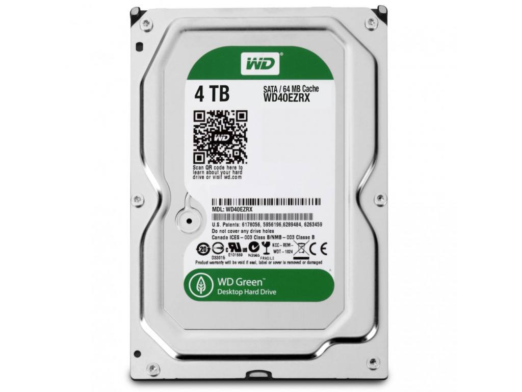 Твърд диск Western Digital Green WD40EZRX 4TB IntelliPower 64MB Cache SATA 6.0Gb/s 3.5" Internal Hard Drive 15161.jpg