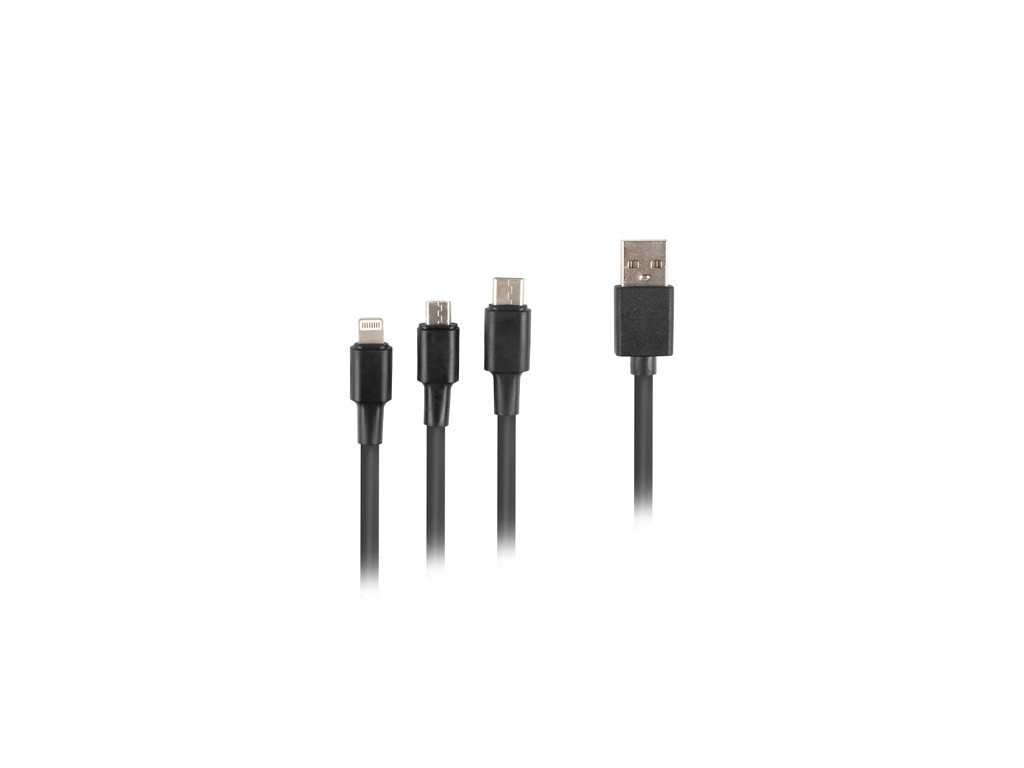 Кабел Lanberg COMBO cable  USB-A (M) -> MICRO-B (M) + LIGHTNING (M) + USB-C (M) 2.0 1.8m 9816.jpg