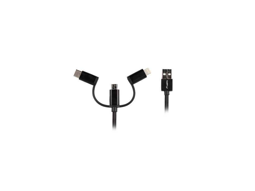 Кабел Lanberg 3in1 cable USB-A (M) -> MICRO-B (M) + LIGHTNING (M) + USB-C (M) 2.0 1.8m 9817_1.jpg