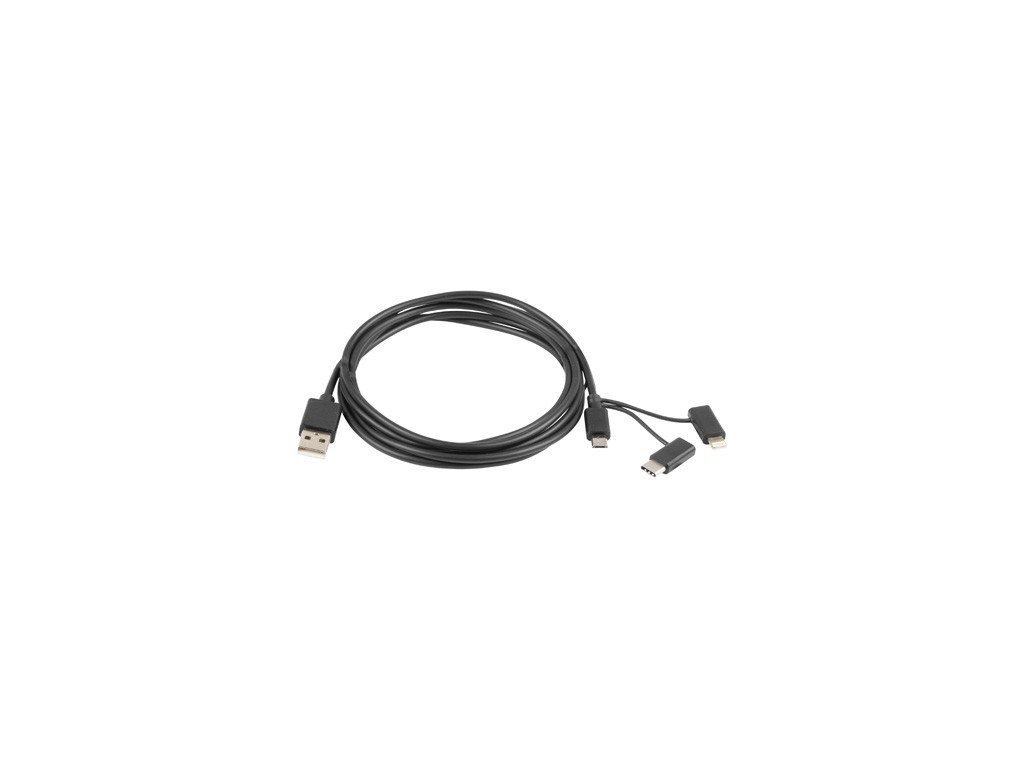 Кабел Lanberg 3in1 cable USB-A (M) -> MICRO-B (M) + LIGHTNING (M) + USB-C (M) 2.0 1.8m 9818_1.jpg