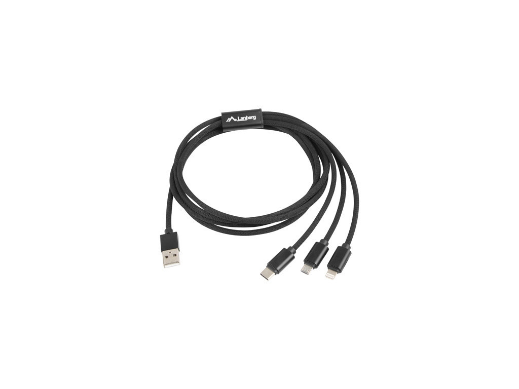 Кабел Lanberg COMBO cable USB-A (M) -> MICRO-B (M) + LIGHTNING (M) + USB-C (M) 2.0 1.8m 9819_1.jpg