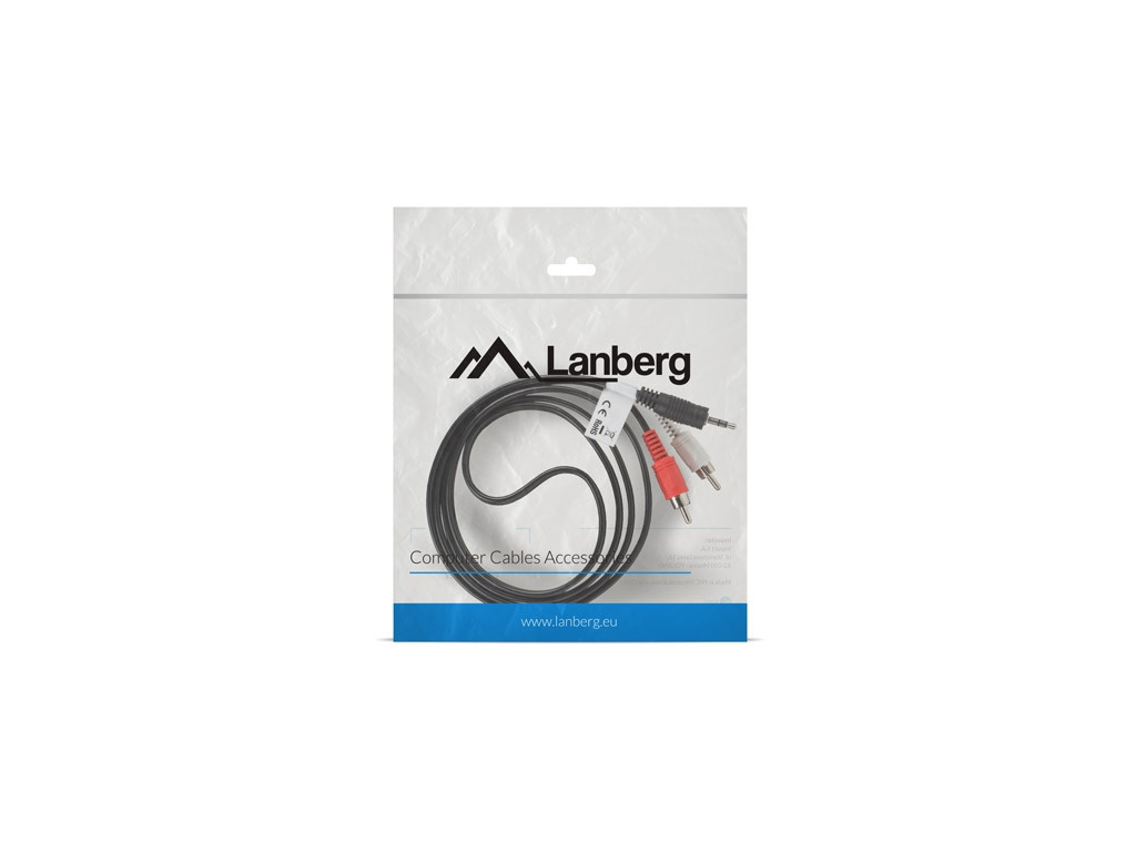 Кабел Lanberg mini jack 3.5mm (M) 3 pin -> 2X RCA  (chinch) (M) cable 1.5m 9909_1.jpg