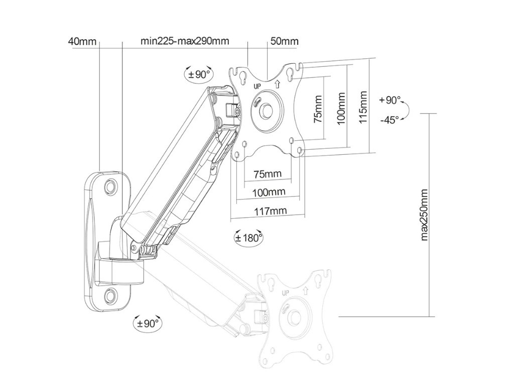 Стойка Neomounts by NewStar wall mounted gas spring monitor arm (2 pivots VESA 100x100) 19532_17.jpg