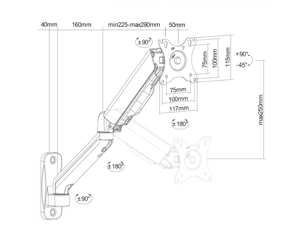 Стойка Neomounts by NewStar wall mounted gas spring monitor arm (3 pivots VESA 100x100) 19533_13.jpg