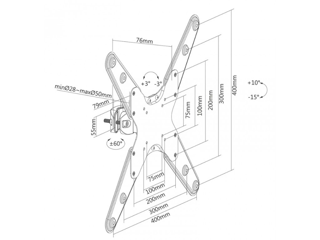 Стойка Neomounts by NewStar Screen Pole Clamp/Truss Mount 1 pivot VESA 400x400 (polediameter 28-50 mm) 19546_13.jpg