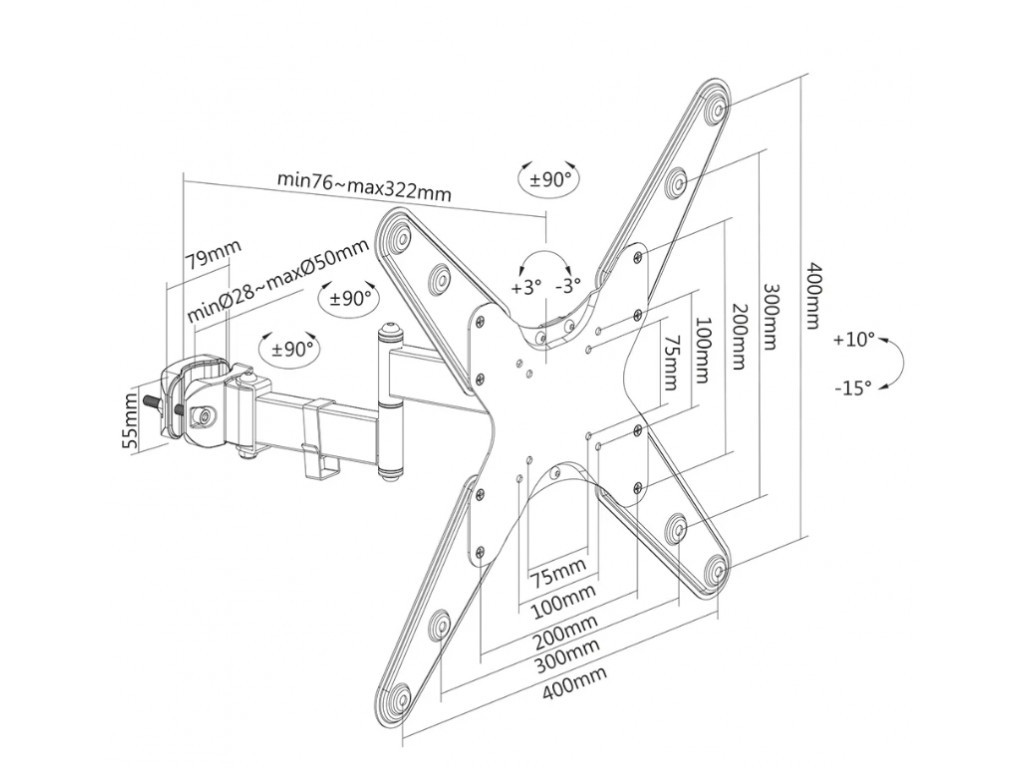 Стойка Neomounts by NewStar Screen Pole Clamp/Truss Mount 3 pivots VESA 400x400 (pole diameter 28-50 mm) 19549_15.jpg