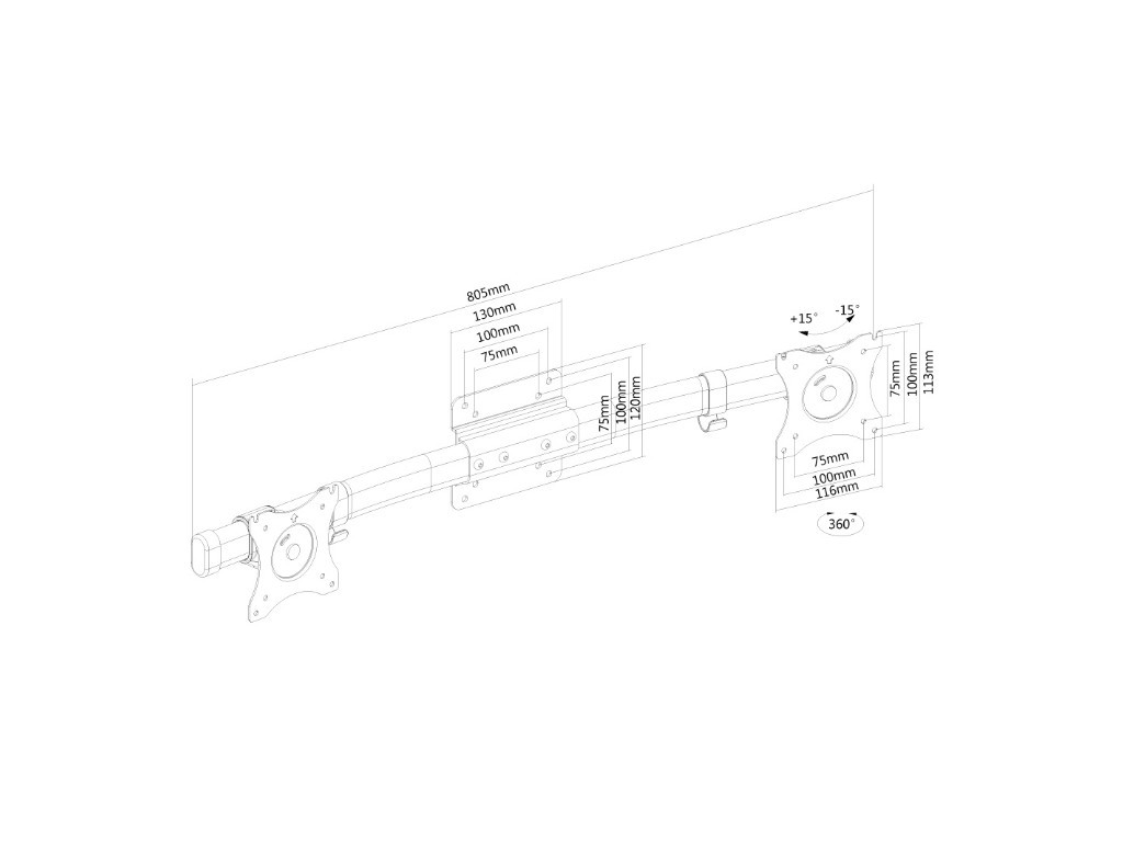 Стойка Neomounts by NewStar Flat Screen Cross bar (to make a single mount dual screen) 6752_11.jpg