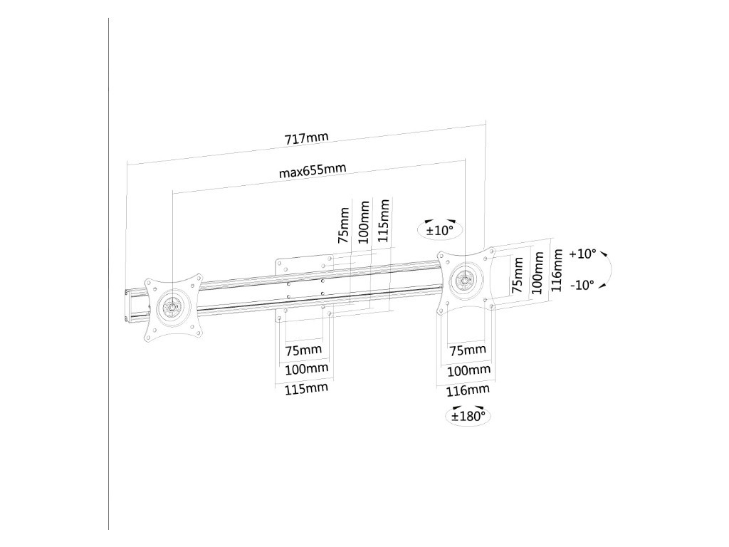 Стойка Neomounts by NewStar Flat Screen Cross bar (to make a single mount dual screen) 6753_11.jpg