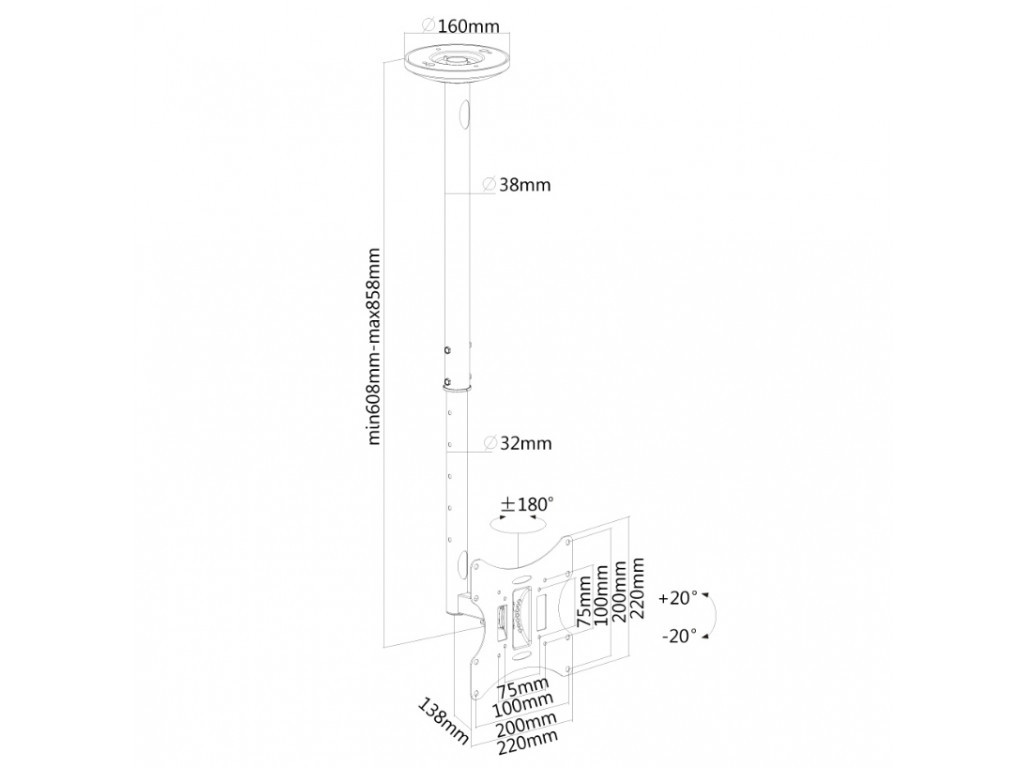 Стойка Neomounts by NewStar Flat Screen Ceiling Mount (Height: 60-85 cm) 6760_13.jpg