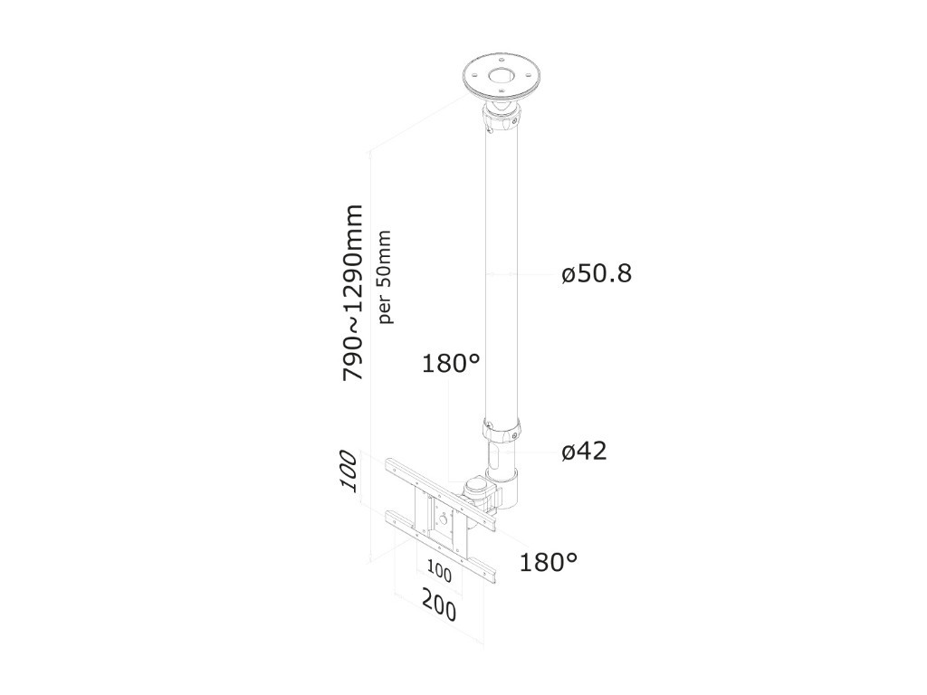 Стойка Neomounts by NewStar Flat Screen Ceiling Mount (Height: 79-129 cm) 6761_11.jpg