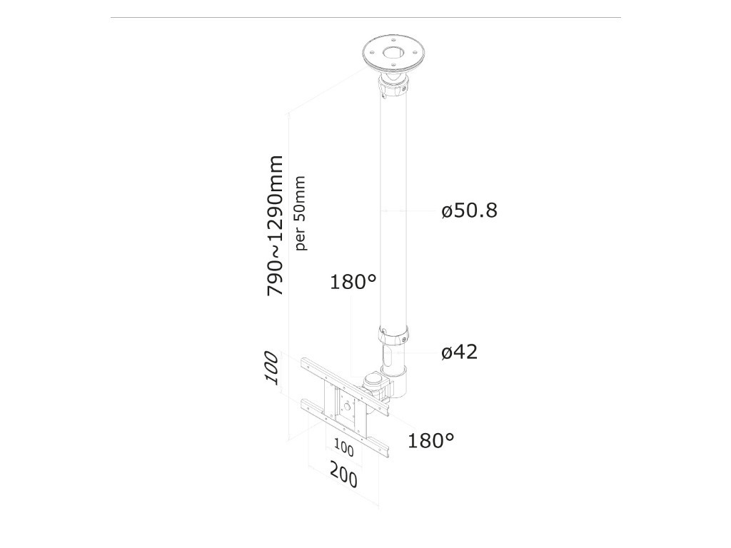 Стойка Neomounts by NewStar Flat Screen Ceiling Mount (Height: 79-129 cm) 6762_11.jpg