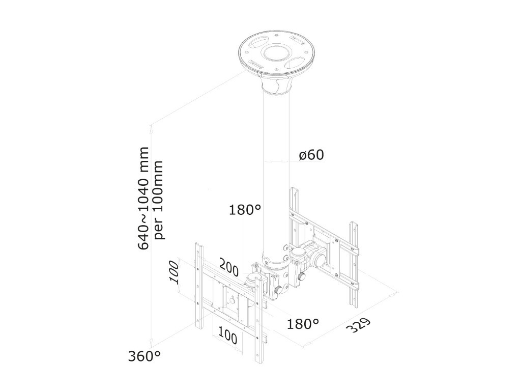 Стойка Neomounts by NewStar Flat Screen Ceiling Mount (Height: 64-105 cm) 6766_11.jpg