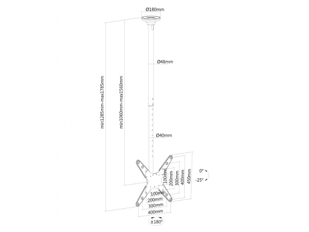 Стойка Neomounts by NewStar Flat Screen Ceiling Mount (Height: 106-156 cm) 6767_11.jpg