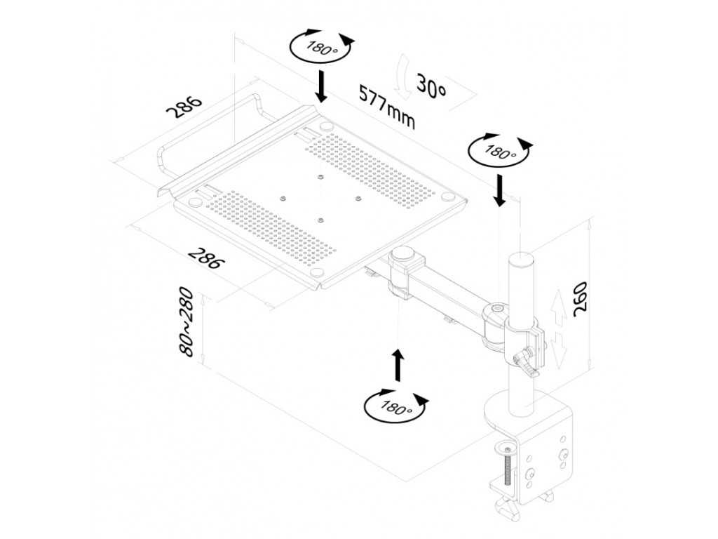 Стойка Neomounts by NewStar Notebook Swivel Arm (heigth: 0-27 cm / depth: 30-60 cm) 6799_2.jpg