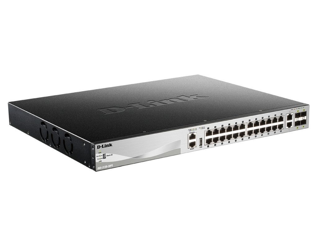 Комутатор D-Link 24 x 10/100/1000BASE-T PoE ports (370W budget) Layer 3 Stackable Managed Gigabit Switch with 2 x 10GBASE-T ports and 4 x SFP+ ports  24200_1.jpg