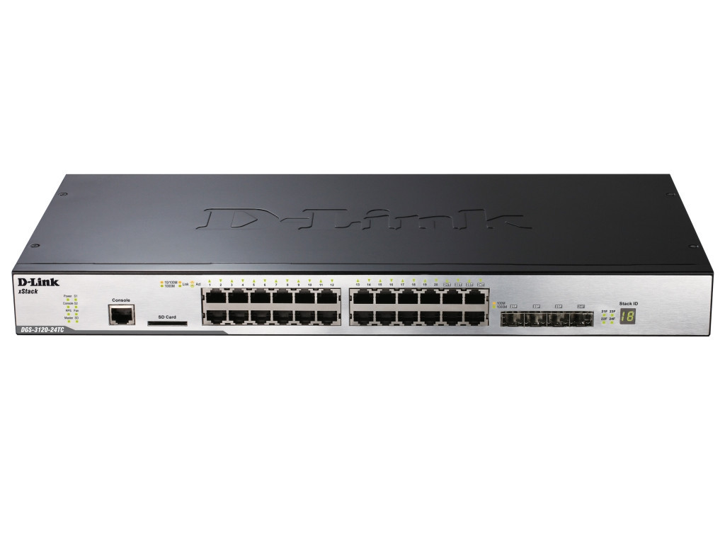 Комутатор D-Link 24-port 10/100/1000 Layer 2 Stackable Managed Gigabit Switch including 4-port Combo 1000BaseT/SFP with Standard Image 9298_1.jpg