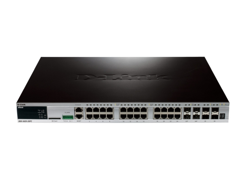 Комутатор D-Link xStack 24-port 10/100/1000 Layer 2+ Stackable Managed PoE Gigabit Switch including 4-port Combo 1000BaseT/SFP plus 4 10GE SFP+  9300.jpg