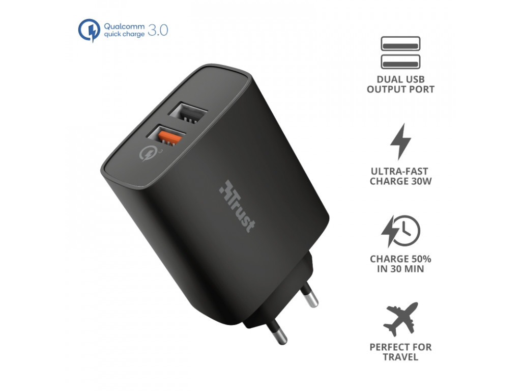 Зарядно устройство TRUST Qmax 30W Ultra-Fast Dual USB Charger with QC3.0 2830_13.jpg