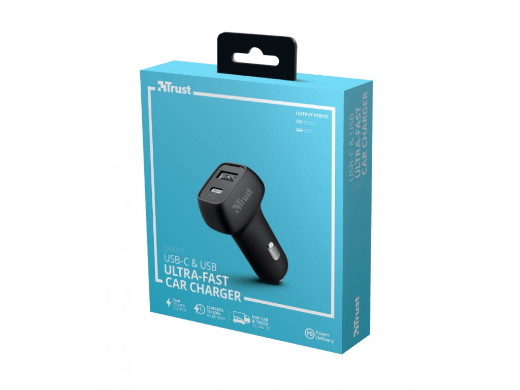 Зарядно устройство TRUST Qmax USB C+A Car Charger PD 30W 2834_11.jpg